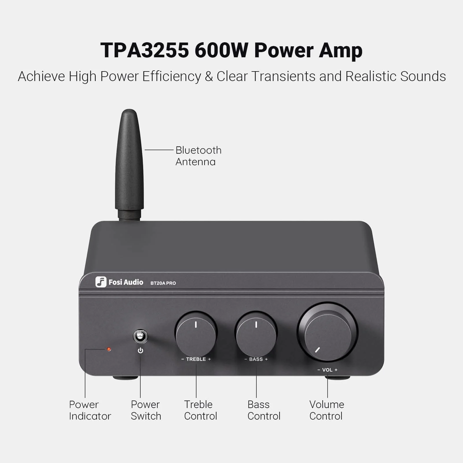 Fosi Audio BT20A Pro Bluetooth Stereo Power Amp - Image 11