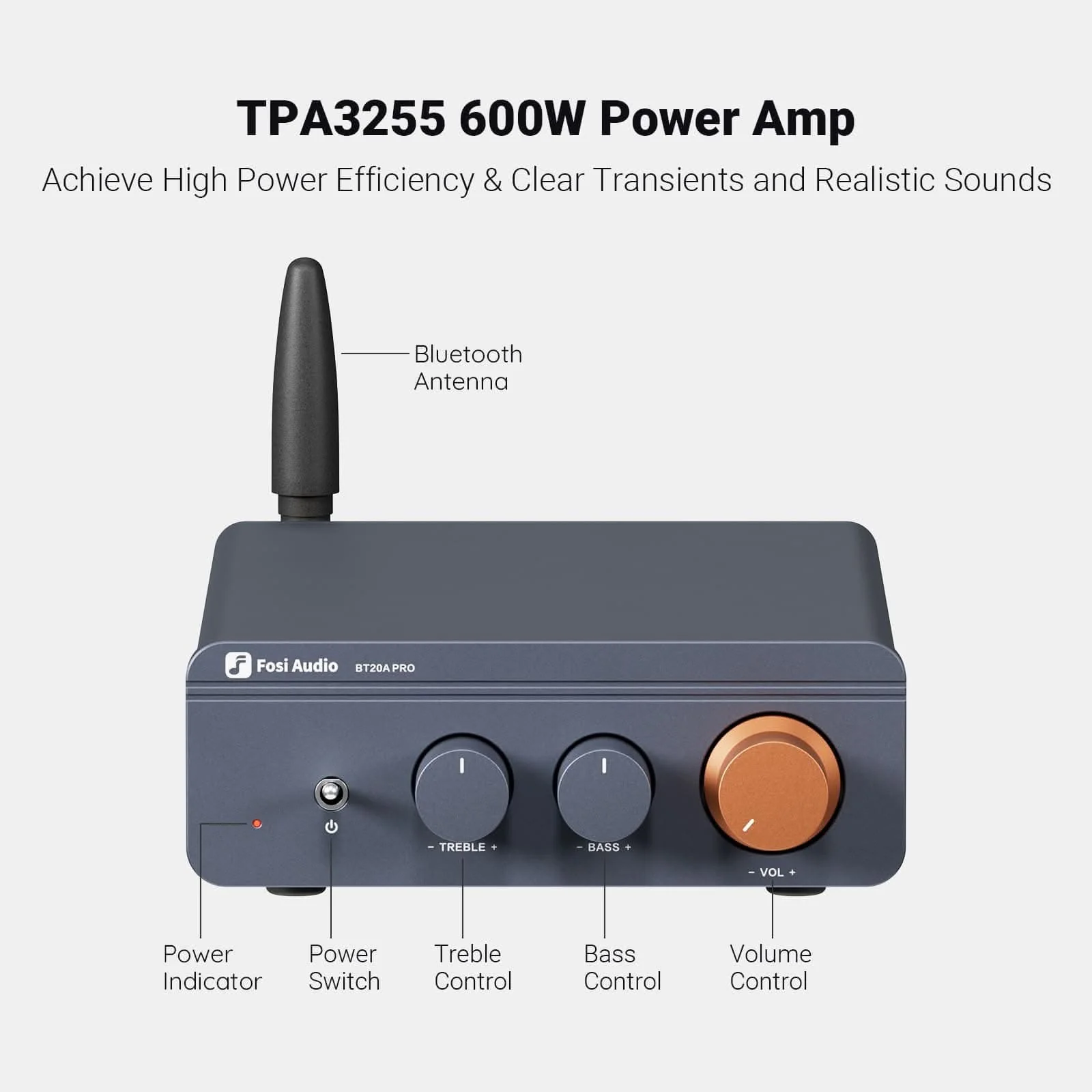 Fosi Audio BT20A Pro Bluetooth Stereo Power Amp - Image 2