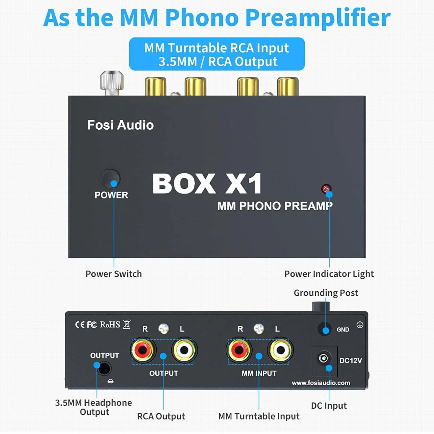Fosi Audio BOX X1 MM Turntable Phono Preamp - Image 4