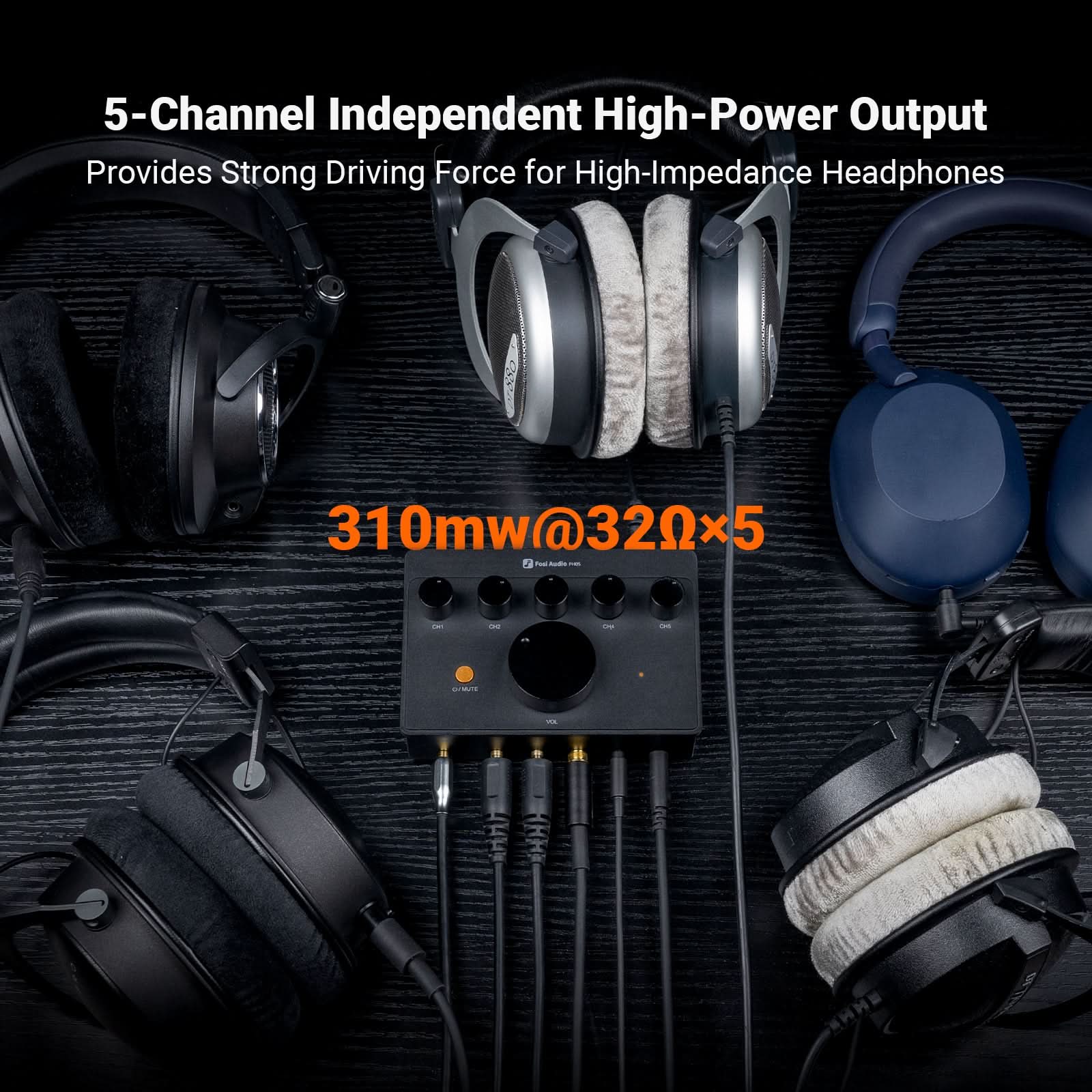 Fosi Audio PH05 5 Channel Headphone Amplifier - Image 4