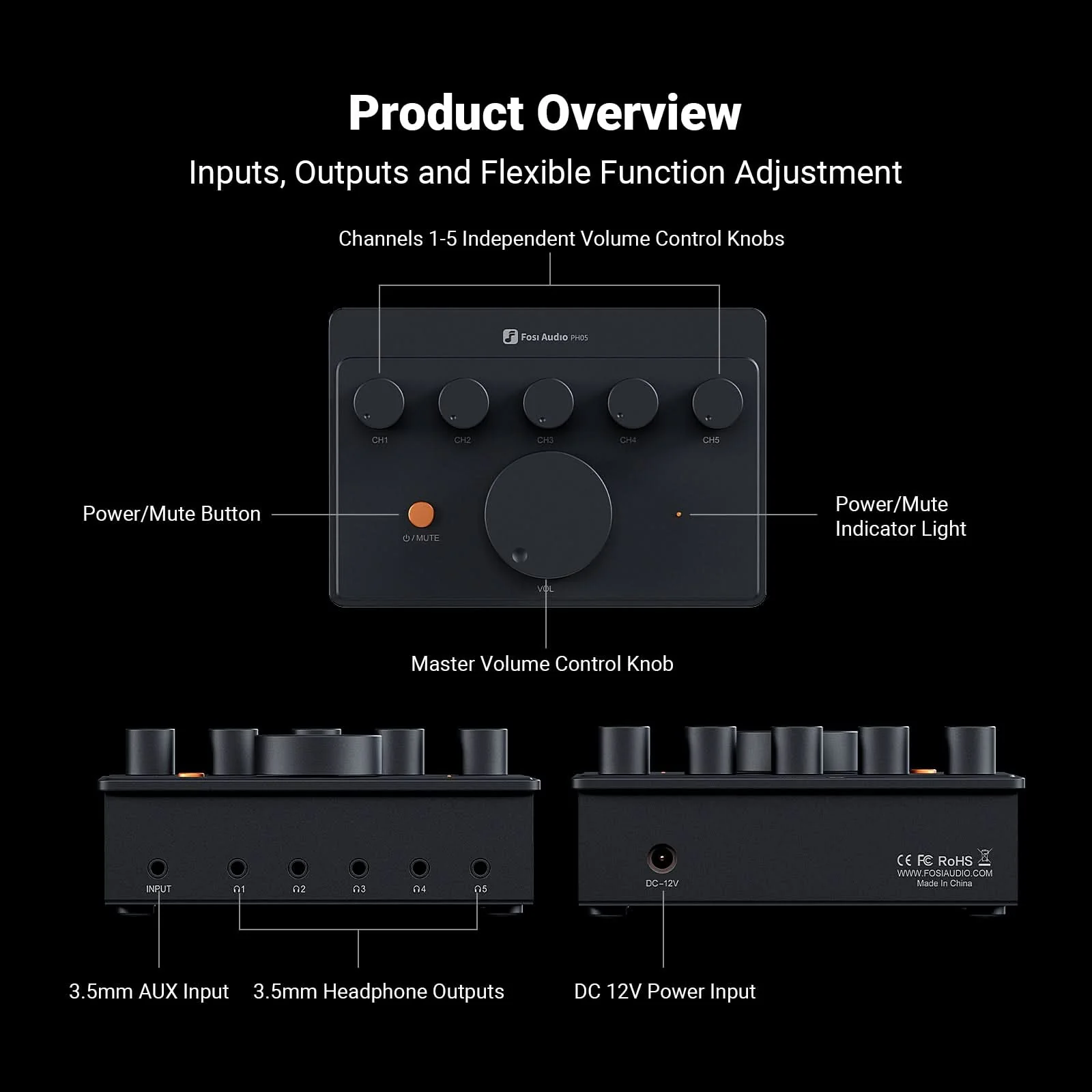 Fosi Audio PH05 5 Channel Headphone Amplifier - Image 7