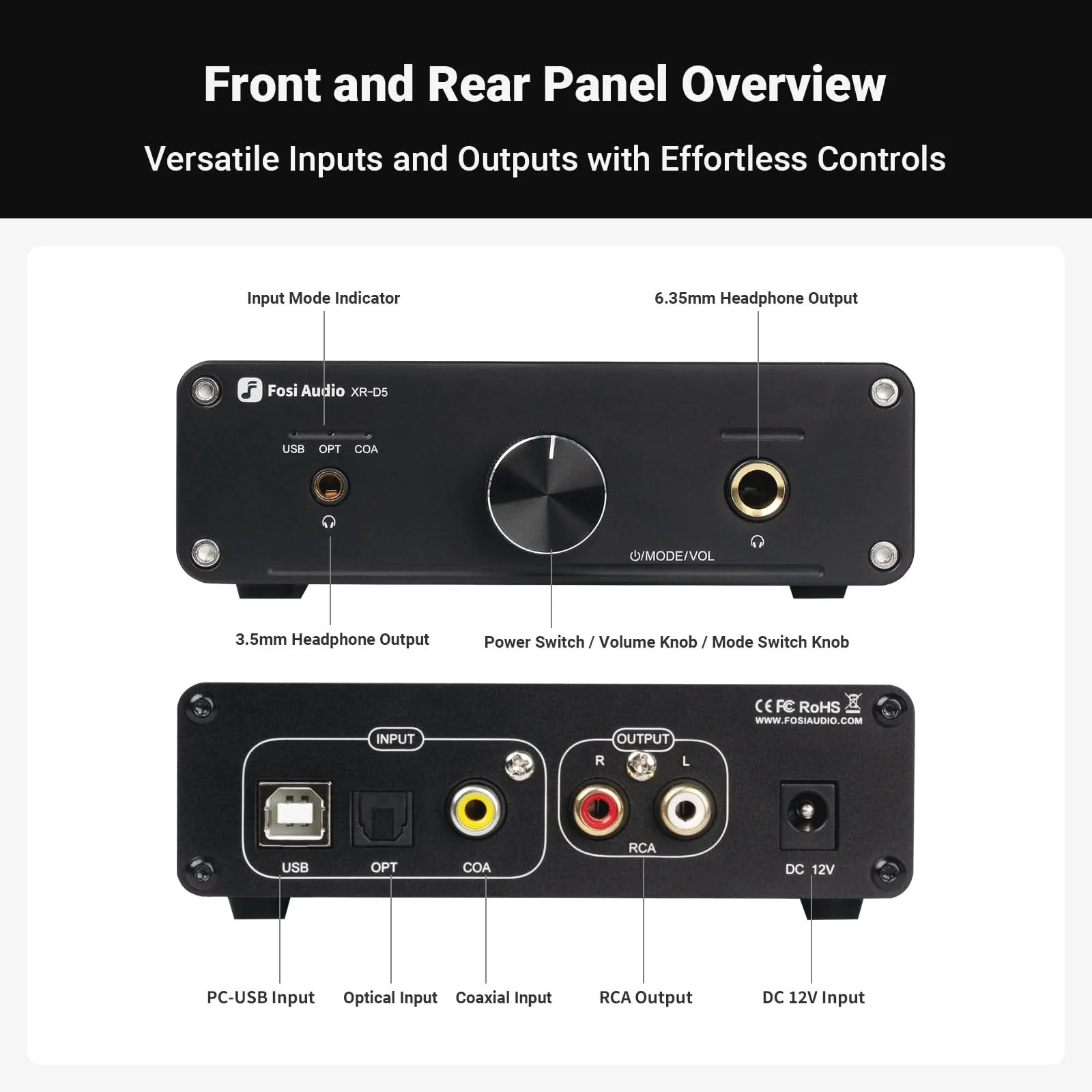 Fosi Audio XR-D5 DAC Headphone Amplifier - Image 2