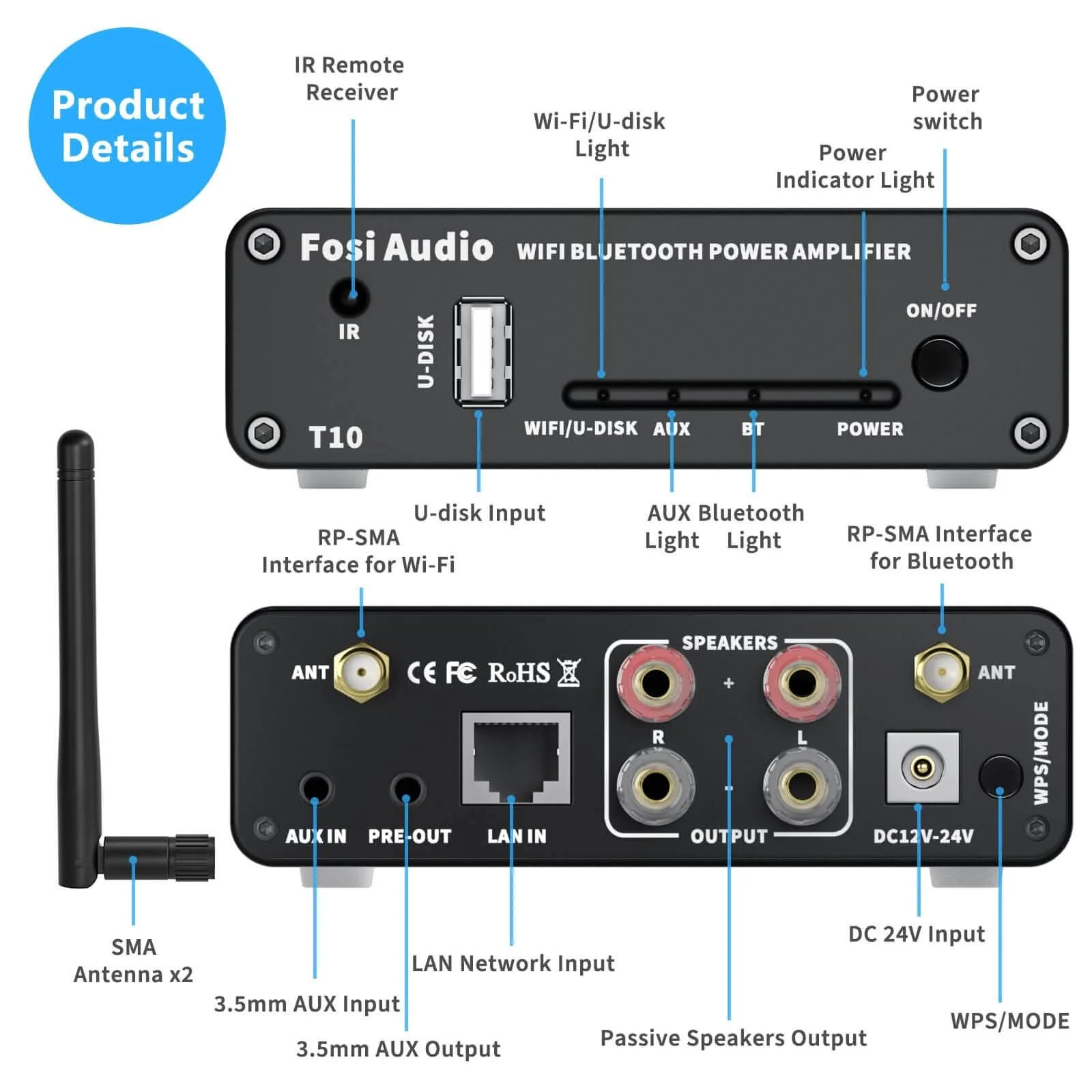 Fosi Audio T10 WiFi & Bluetooth Amplifier - Image 2